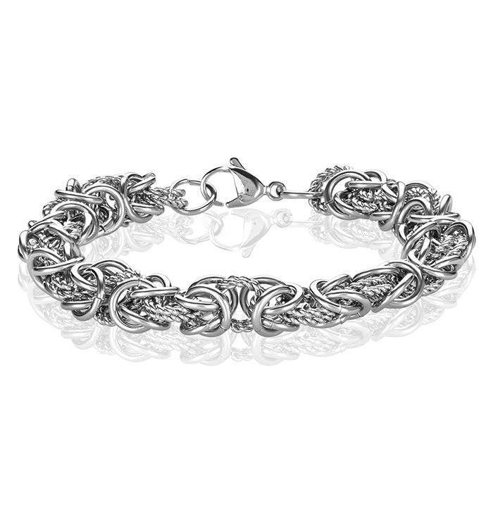 Women's Polished Intricate Byzantine Stainless Steel Bracelet